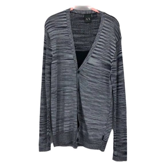 Armani Exchange grey purple space dye button front rayon cardigan - Picture 1 of 13